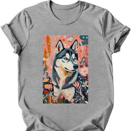 Siberian Husky Boho Dog T Shirt Gift For Dog Lover