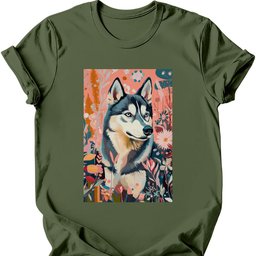 Siberian Husky Boho Dog T Shirt Gift For Dog Lover