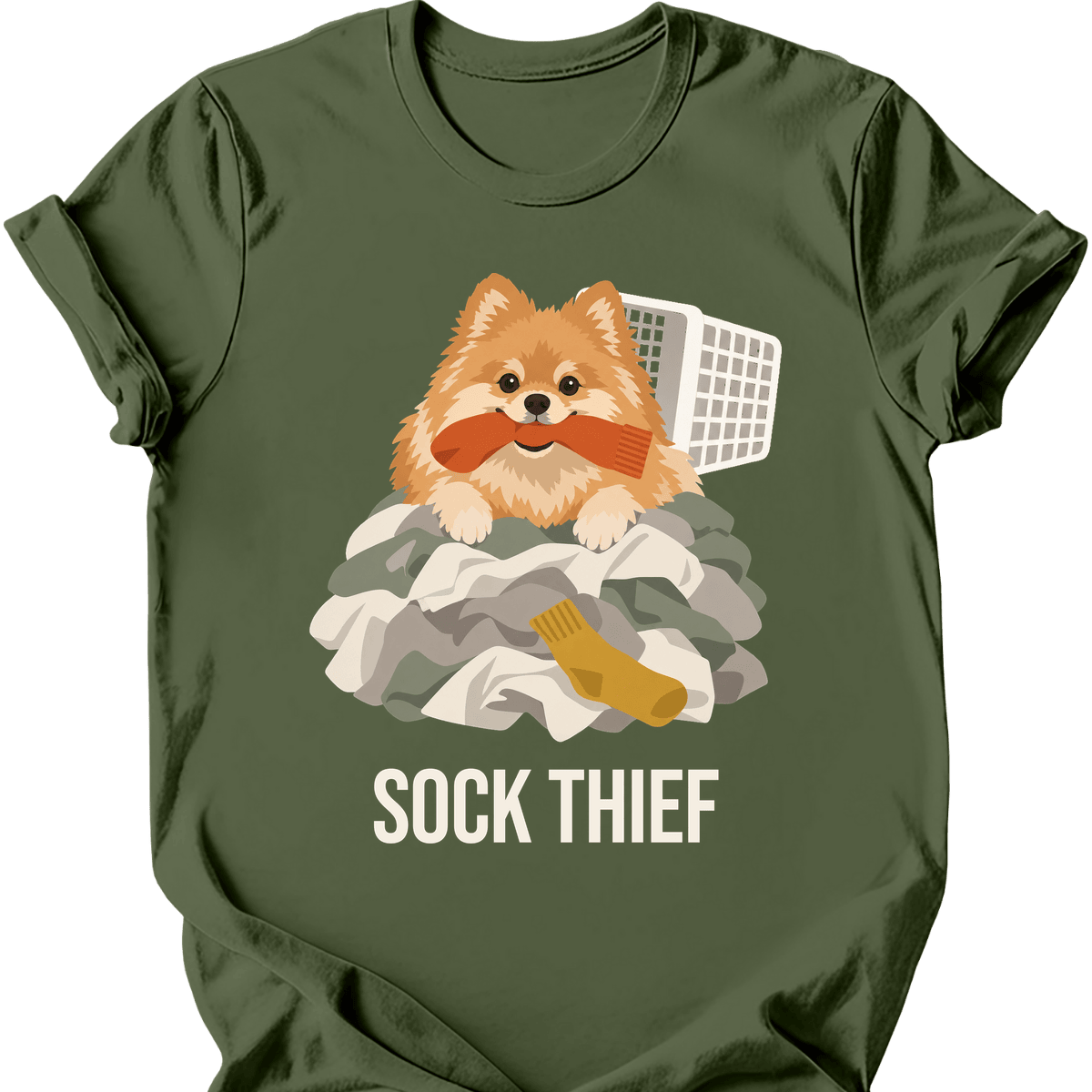 Pomeranian Sock Thief T Shirt Gift For Dog Lover