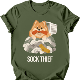 Pomeranian Sock Thief T Shirt Gift For Dog Lover