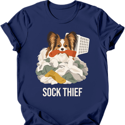 Papillon Sock Thief T Shirt Gift For Dog Lover