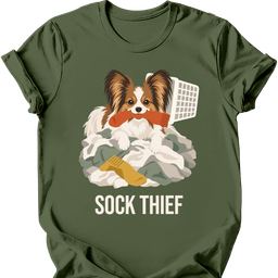 Papillon Sock Thief T Shirt Gift For Dog Lover