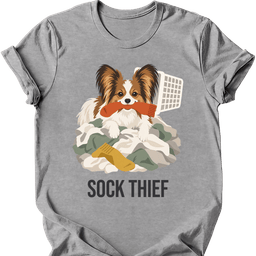 Papillon Sock Thief T Shirt Gift For Dog Lover