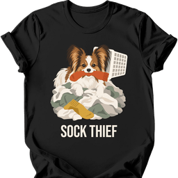 Papillon Sock Thief T Shirt Gift For Dog Lover