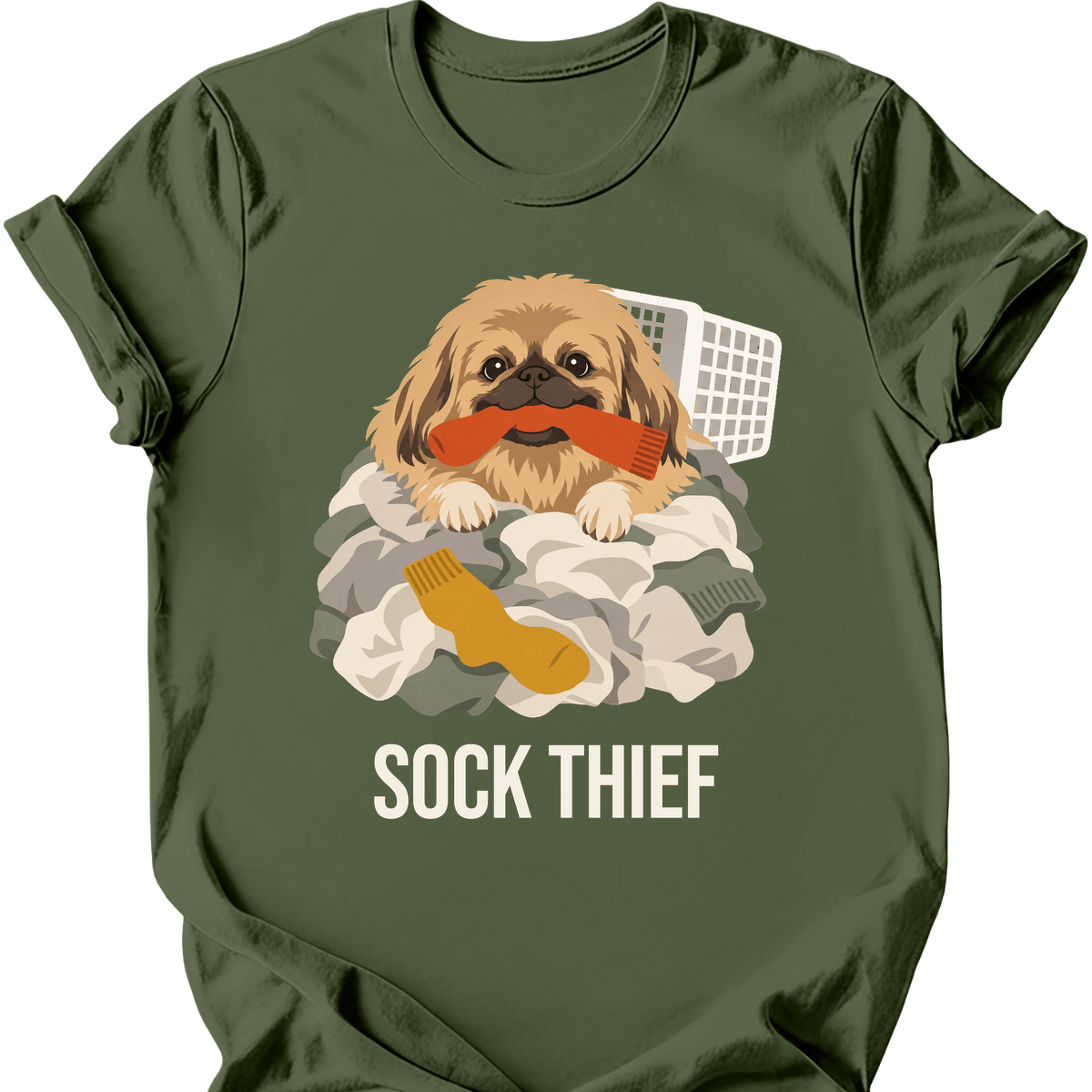 Pekingese Sock Thief T Shirt Gift For Dog Lover