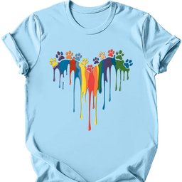 Paint Drip Paw Heart T Shirt Gift For Dog Lover