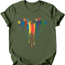 Paint Drip Paw Heart T Shirt Gift For Dog Lover