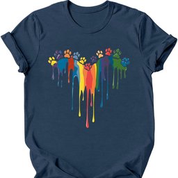 Paint Drip Paw Heart T Shirt Gift For Dog Lover