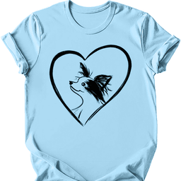 Papillon Heart Dog T Shirt Gift For Dog Lover