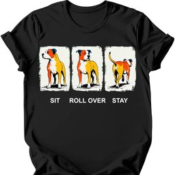 Pitbull Sit Roll Over Stay T Shirt Gift For Dog Lover