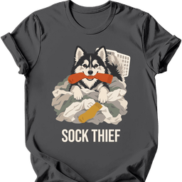Pomsky Sock Thief T Shirt Gift For Dog Lover