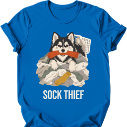 Pomsky Sock Thief T Shirt Gift For Dog Lover