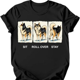 Pomsky Sit Roll Over Stay T Shirt Gift For Dog Lover