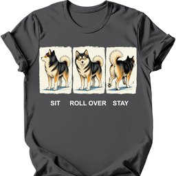 Pomsky Sit Roll Over Stay T Shirt Gift For Dog Lover