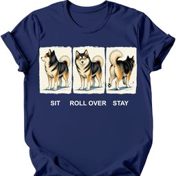 Pomsky Sit Roll Over Stay T Shirt Gift For Dog Lover