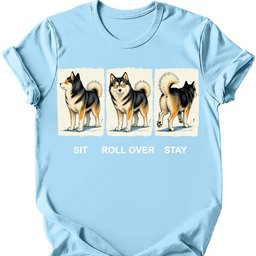 Pomsky Sit Roll Over Stay T Shirt Gift For Dog Lover
