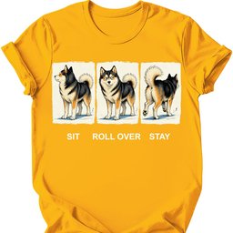 Pomsky Sit Roll Over Stay T Shirt Gift For Dog Lover