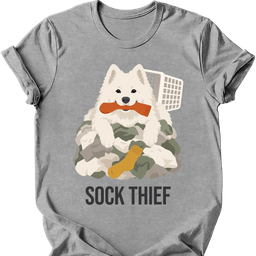 Samoyed Sock Thief T Shirt Gift For Dog Lover