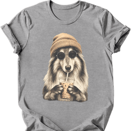 Rough Collie Hipster Dog T Shirt Gift For Dog Lover