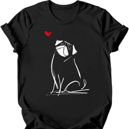 Pug Sketch Dog T Shirt Gift For Dog Lover