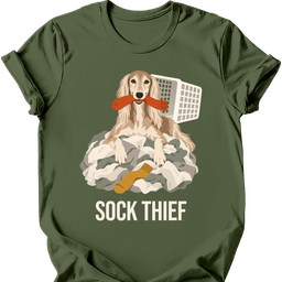 Saluki Sock Thief T Shirt Gift For Dog Lover