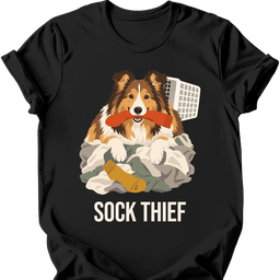 Rough Collie Sock Thief T Shirt Gift For Dog Lover
