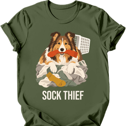 Rough Collie Sock Thief T Shirt Gift For Dog Lover