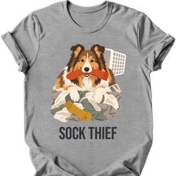 Rough Collie Sock Thief T Shirt Gift For Dog Lover