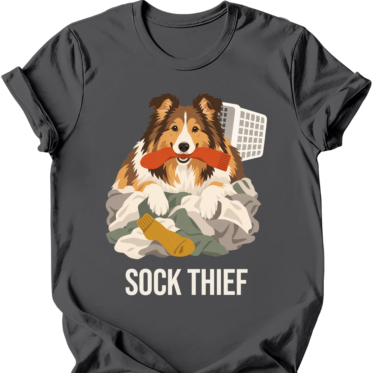 Rough Collie Sock Thief T Shirt Gift For Dog Lover