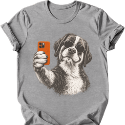 Saint Bernard Selfie Dog T Shirt Gift For Dog Lover