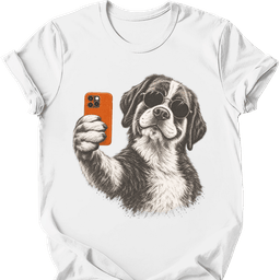 Saint Bernard Selfie Dog T Shirt Gift For Dog Lover
