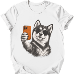 Pomsky Selfie Dog T Shirt Gift For Dog Lover