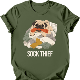 Pug Sock Thief T Shirt Gift For Dog Lover