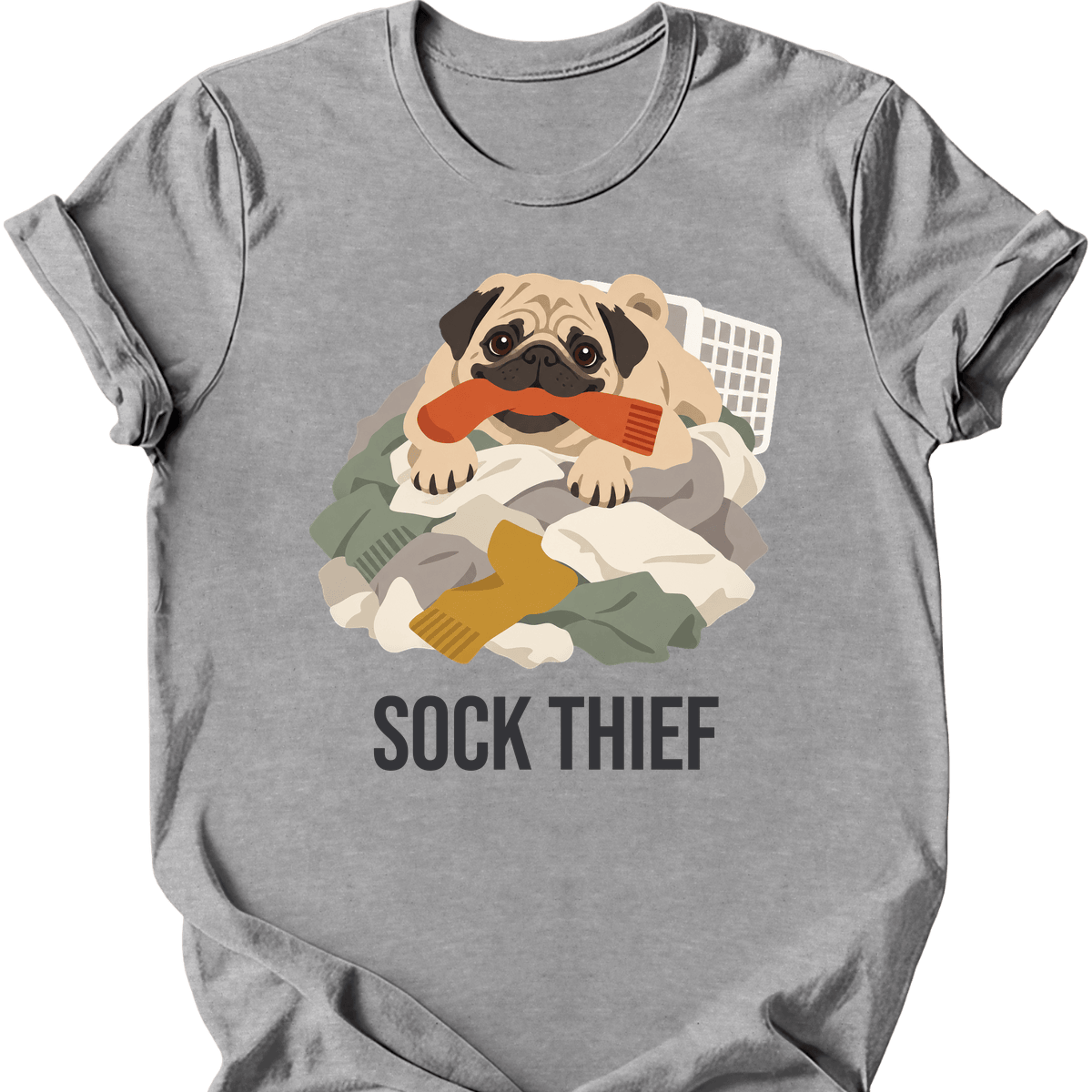Pug Sock Thief T Shirt Gift For Dog Lover