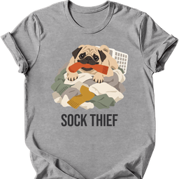 Pug Sock Thief T Shirt Gift For Dog Lover