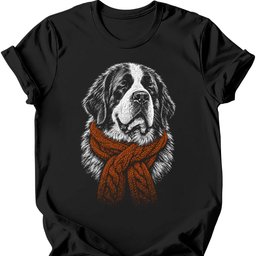 Saint Bernard Winter Dog T Shirt Gift For Dog Lover