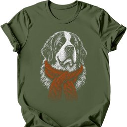 Saint Bernard Winter Dog T Shirt Gift For Dog Lover