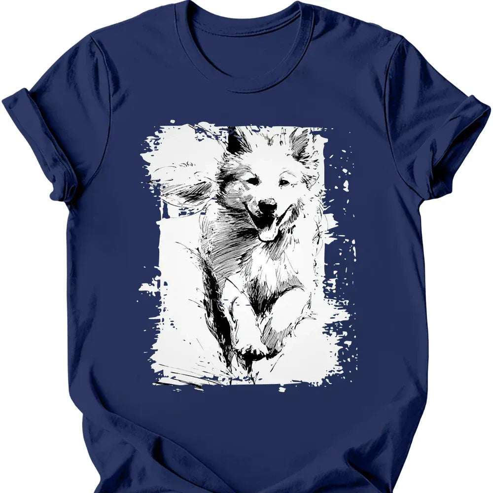 Samoyed Running Dog T Shirt Gift For Dog Lover