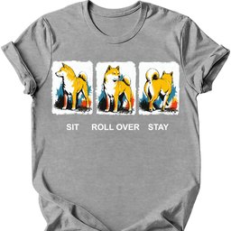 Shiba Inu Sit Roll Over Stay T Shirt Gift For Dog Lover
