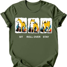 Shiba Inu Sit Roll Over Stay T Shirt Gift For Dog Lover