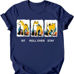 Shiba Inu Sit Roll Over Stay T Shirt Gift For Dog Lover