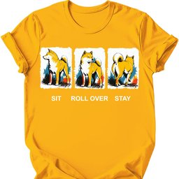 Shiba Inu Sit Roll Over Stay T Shirt Gift For Dog Lover