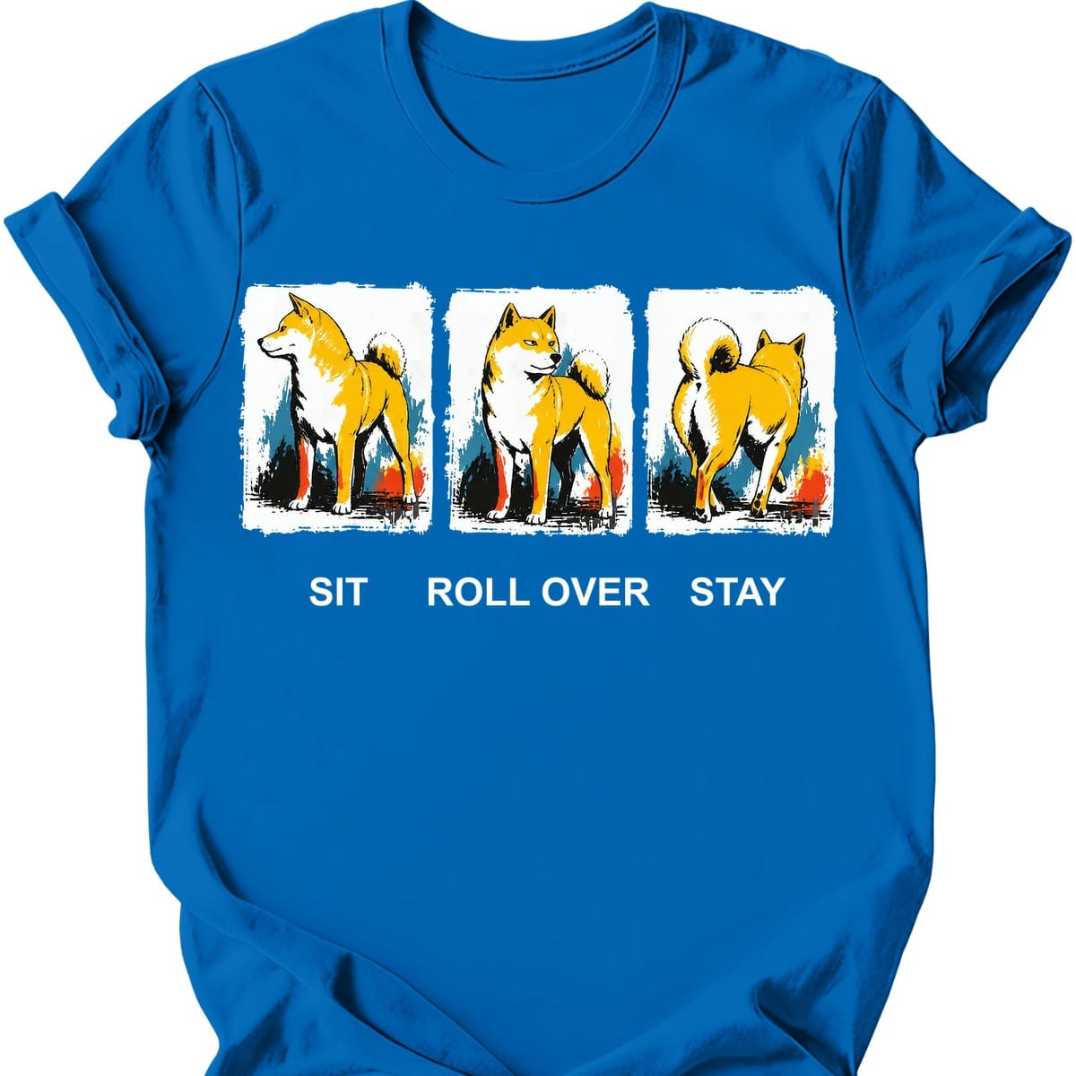 Shiba Inu Sit Roll Over Stay T Shirt Gift For Dog Lover