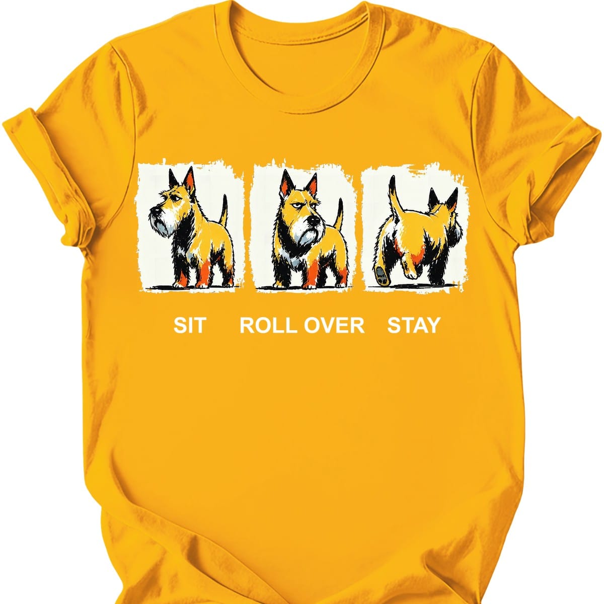 Scottish Terrier Sit Roll Over Stay T Shirt Gift For Dog Lover