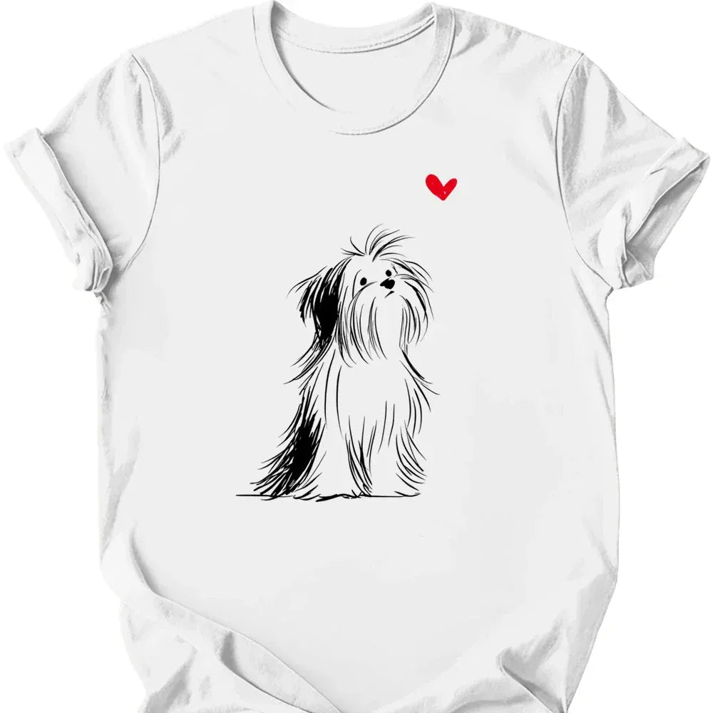 Shih Tzu Sketch Dog T Shirt Gift For Dog Lover