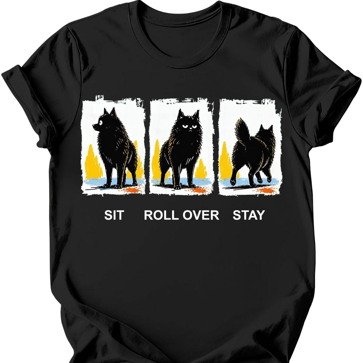 Schipperke Sit Roll Over Stay T Shirt Gift For Dog Lover