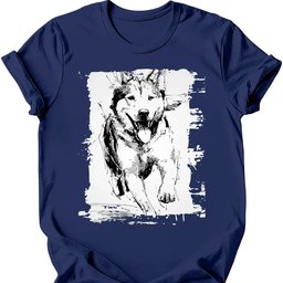 Siberian Husky Running Dog T Shirt Gift For Dog Lover