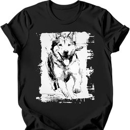 Siberian Husky Running Dog T Shirt Gift For Dog Lover