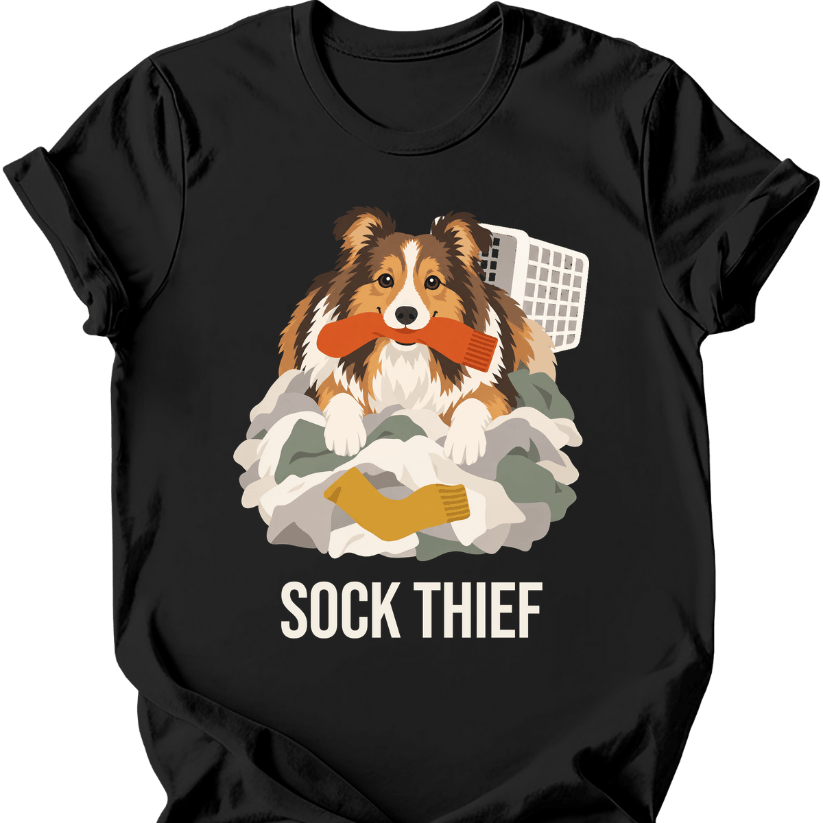 Shetland Sheepdog Sock Thief T Shirt Gift For Dog Lover