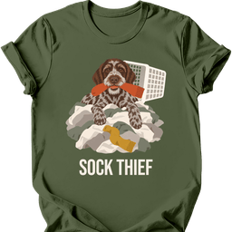Wirehaired Pointing Griffon Sock Thief T Shirt Gift For Dog Lover